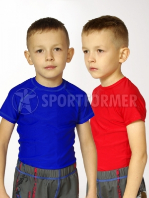рашгард детский синий красный с коротким рукавом